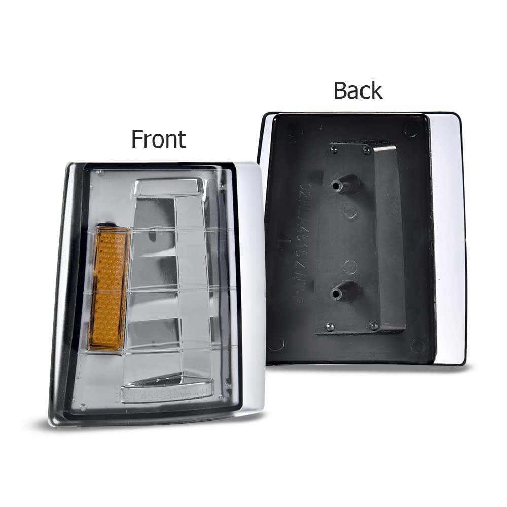 PIT66 Corner Signal Side Marker Lamps, Compatible with 94-99 Chevy C/K 1500 2500 3500 Suburban/95-99 Chevy Tahoe/94 Chevy Full Size Blazer Smoke Lens Chrome Housing Amber Reflector