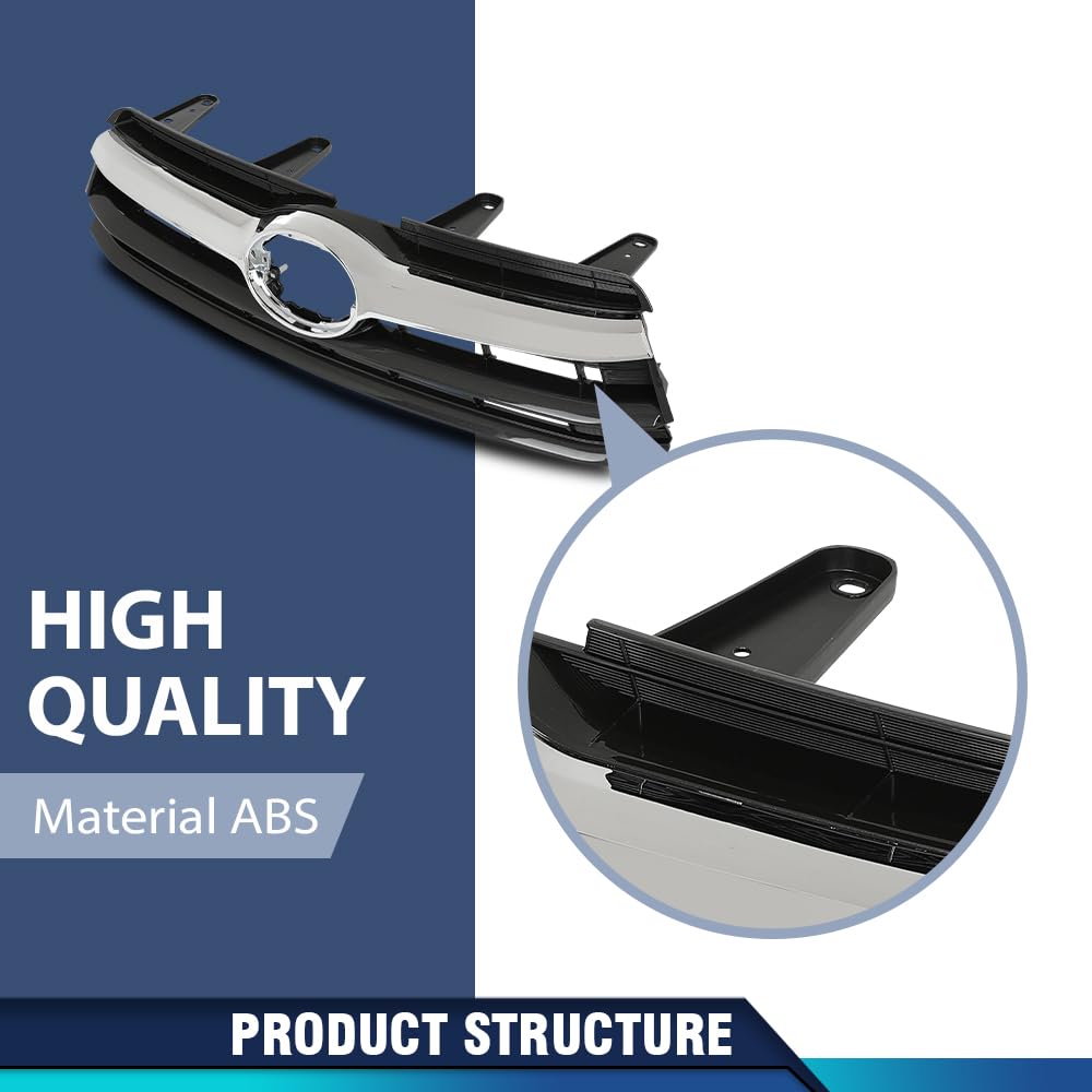 PIT66 Grille Assembly w/Chrome Molding Compatible with Toyota Highlander (submodel: Hybrid LE, Hybrid Limited, Hybrid XLE, LE, LE Plus, Limited, XLE) 2014-2016 531010E170, TO1200371