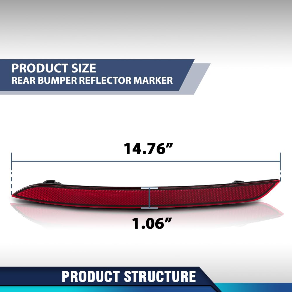 PIT66 Rear Bumper Reflector Left Driver Side 1 PC Compatible with Volvo XC60 2018 2019 2020 2021 2022 2023 2024 31656677 Red