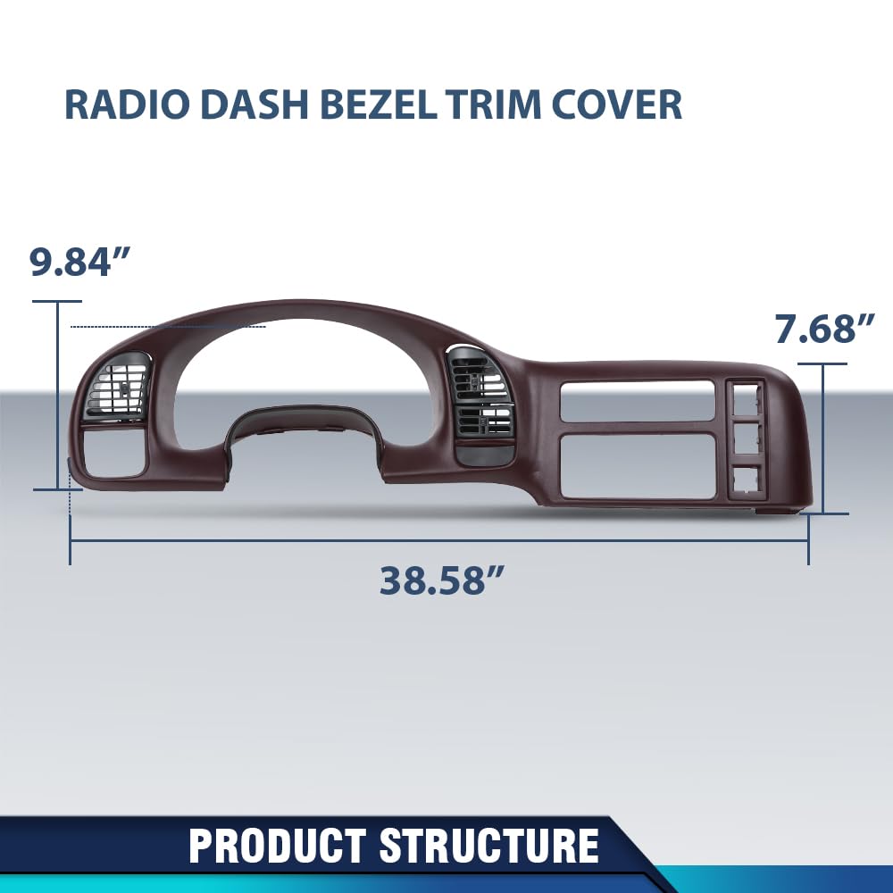 PIT66 Dark Red Dash Radio Cluster Trim Bezel Fit Astro Safari 1995‑2005