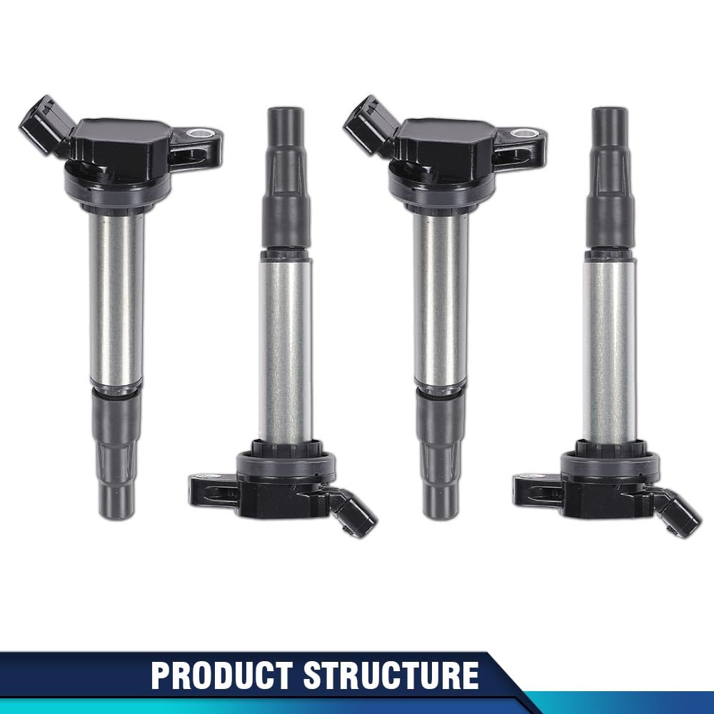 PIT66 4Pcs Ignition Coils, Compatible with 1.8 L4| 2009-2019 Toyota Corolla, 2009-2014 Toyota Matrix, 2010-2015 Toyota Prius & 2012-2017 Toyota Prius V, 2008-2014 Scion XD, 2009-2010 Pontiac Vibe