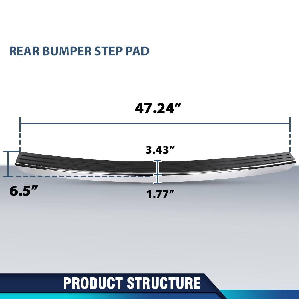 PIT66 Rear Bumper Step Pad Face Bar Trim Molding, Chrome Trim, Without