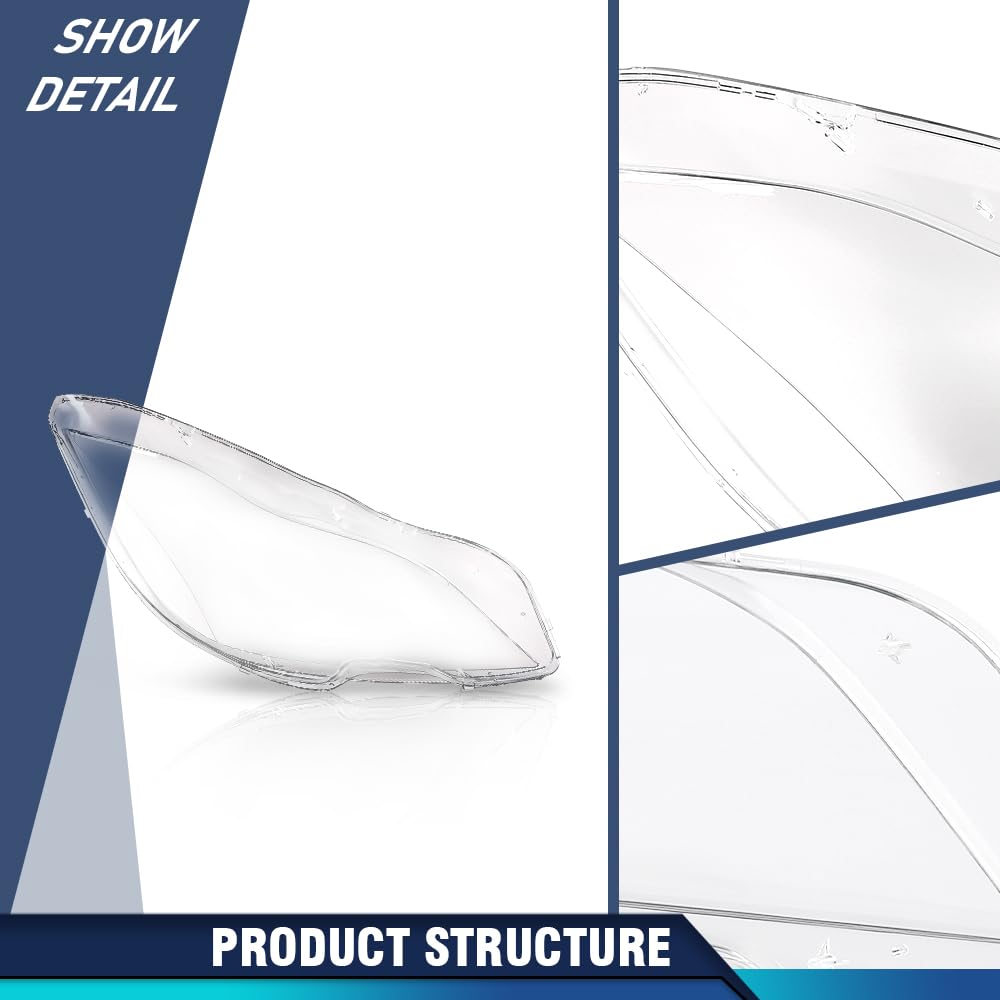 PIT66 Headlight Lens Covers Left & Right Side Compatible with Benz CLS W218 2010 2011 2012 2013 2014 Front Headlamp Lens Cover Clear