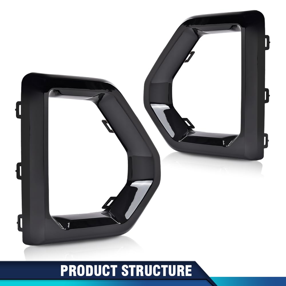 PIT66 Glossy Black Front Fog Light Outer Bezel Cover Set