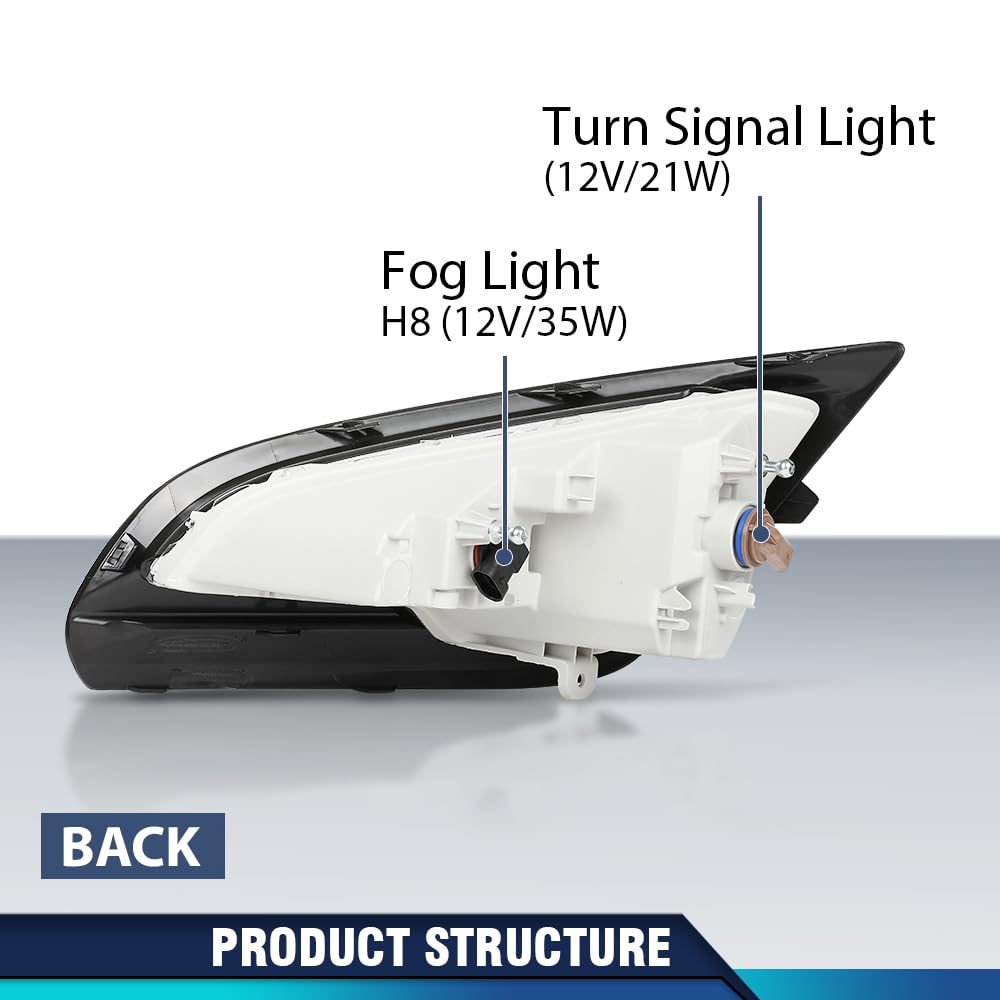 PIT66 Halogen Fog Lights Compatible with Ford EcoSport 2018 2019 2020 2021 2022 Fog Lamps Assembly w/Cover Bezels Pair GN1Z15266AA, GN1Z15266AB Clear Lens