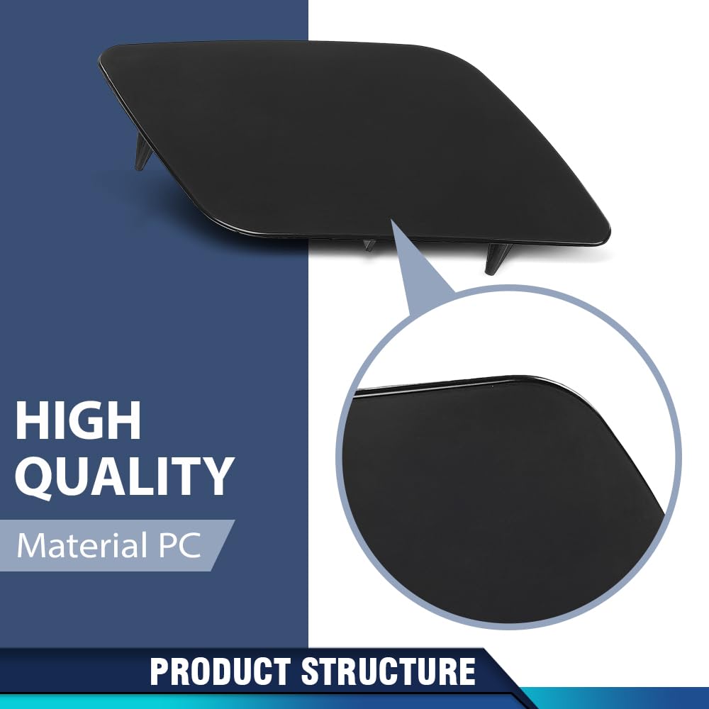PIT66 Front Headlight Washer Cover Cap 1 Pair Compatible with Audi A6 C6 2005-2008 4F0955275, 4F0955276 Black PC Plastic