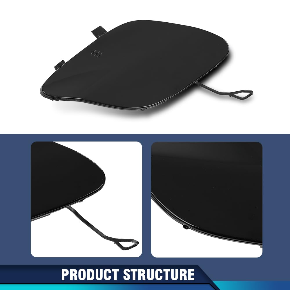 PIT66 Front Bumper Tow Eye Hook Cover Cap Compatible with Benz C63AMG W205 C300 C400 2015-2018 2058850724, A2058850724 Black