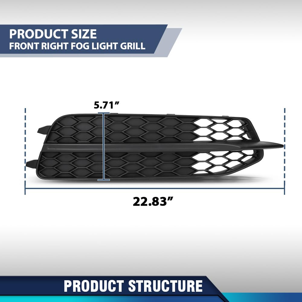 PIT66 Front Right Fog Light Grille 1 Pc, Black