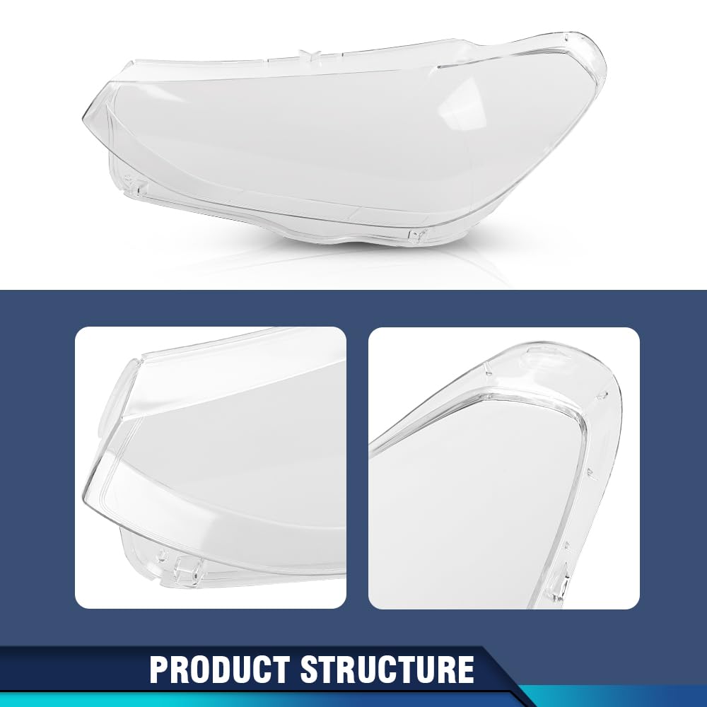 PIT66 Headlight Lens Headlamp Cover Pair Compatible with BMW X3 X4 G01 G02 G08 2018-2021 63117466131, 63117466132 Clear
