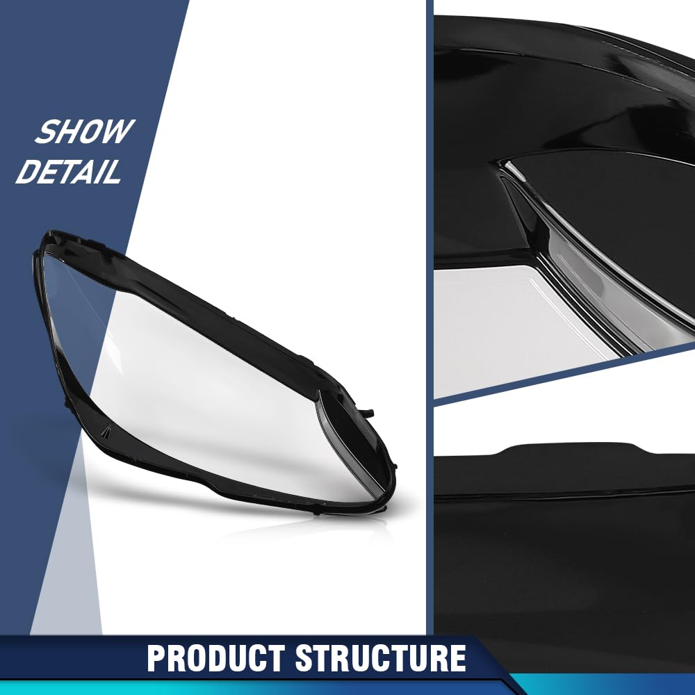 PIT66 Headlight Lens Cover Left Side Compatible with Benz C-Class W205 2019 2020 Front Headlamp Lens Cover Clear
