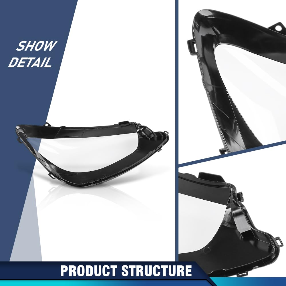 PIT66 Front Headlight Lens Cover Left & Right Pair Compatible with Benz W213 E-Class E200 E350 E350e E450 2021 2022 2023 Front Headlamp Lens Cover Clear Lens