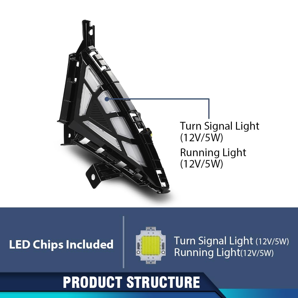 PIT66 LED DRL Fog Ligjhts Lmap w/Turn Signal Daytime Running Light Compatible with Hyundai Elantra 2021-2022, Not Fit Hybrid Model Clear Lens Black Housing