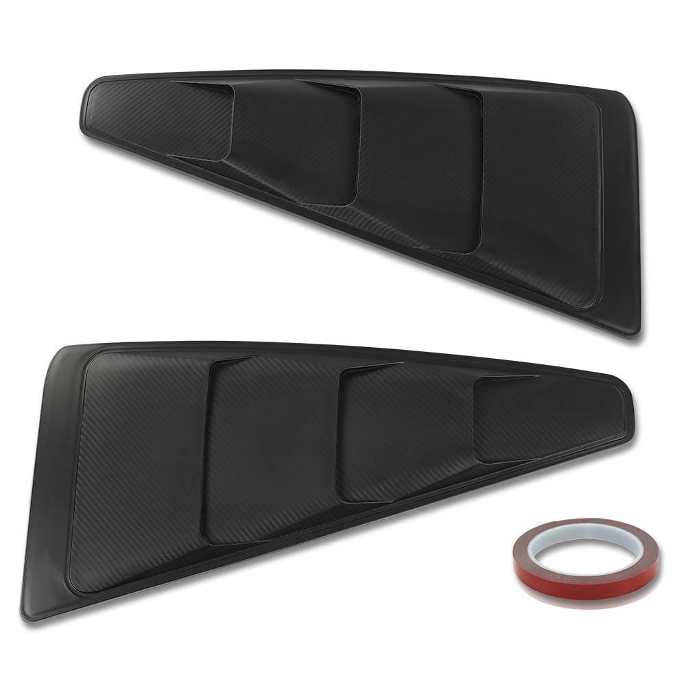 PIT66 2PCS Quarter Side Window Louvers Board Carbon Fiber Style Compatible with Ford Mustang 2005-2014 Black