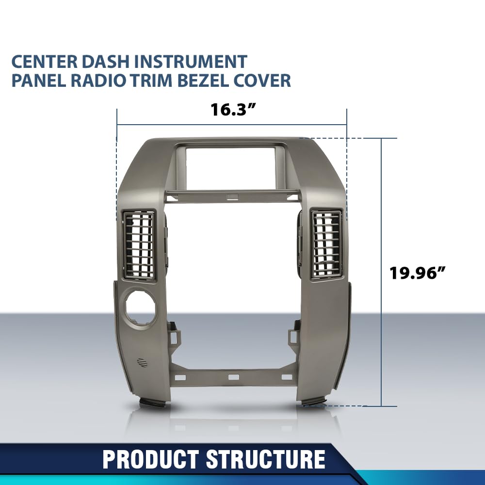PIT66 Front Center Dash Radio Vent Bezel Fit Infiniti QX56 2004-2007 Gray
