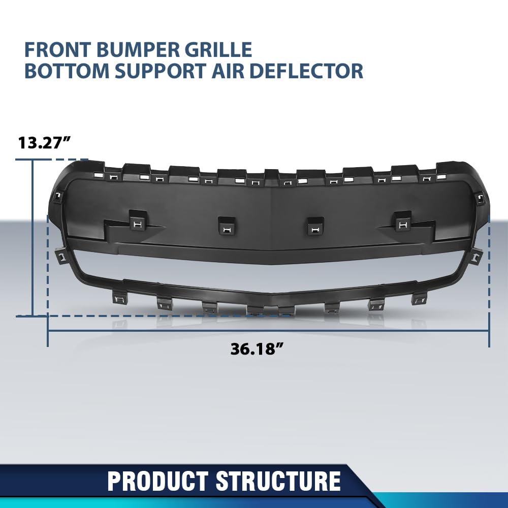 PIT66 Front Bumper Grille Bottom Support Air Deflector Compatible with Chevy Malibu 2013-2016 22883316 Black