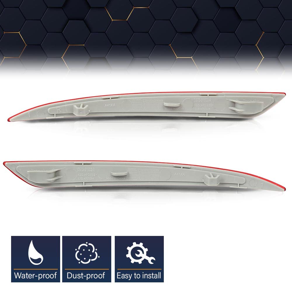 PIT66 Rear Bumper Reflector Set Compatible with 2013-2016 Ford Fusion Driver and Passenger Side DS7Z13A565A FO1185103 DS7Z13A565B FO1184103