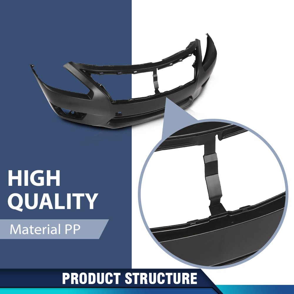 PIT66 Front Bumper Cover w/Fog Holes Fit Nissan Altima Sedan 2013‑2015