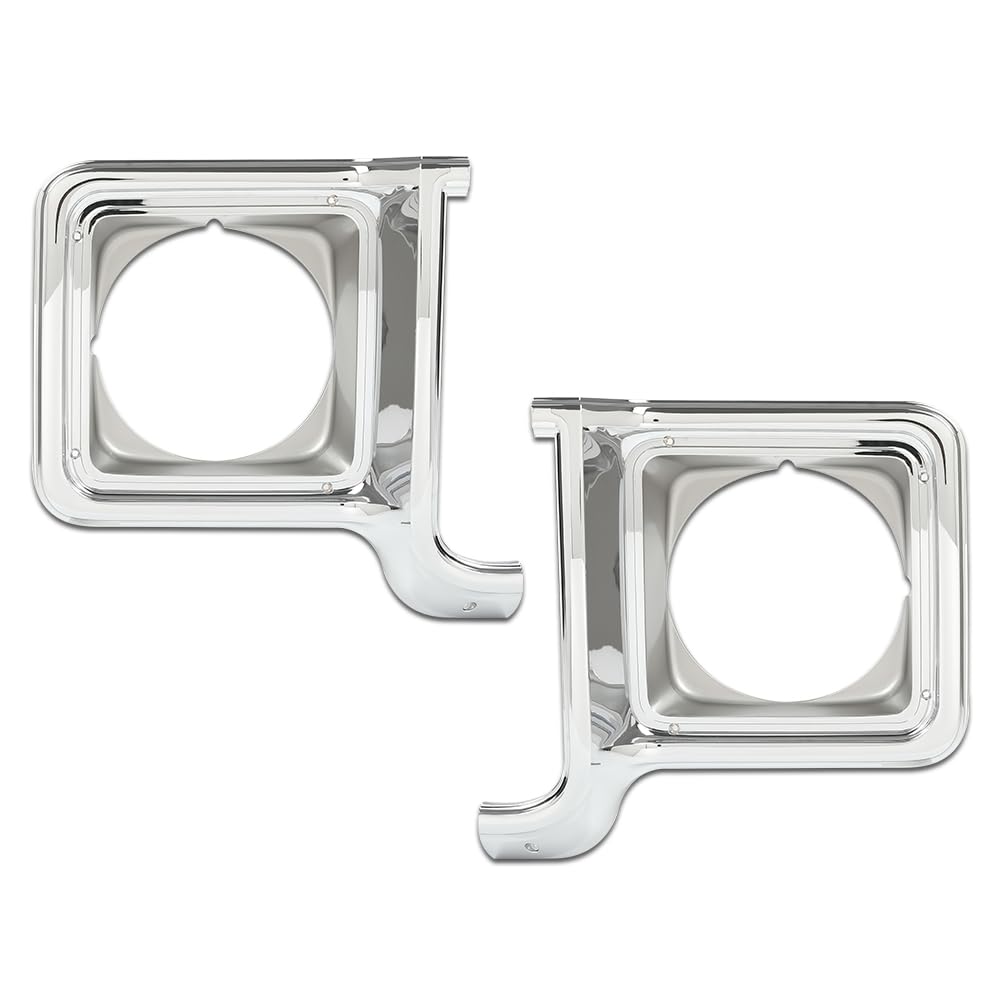 PIT66 Headlight Trim Bezel Headlight Door Chrome Silver Driver Passenger Pair Compatible with Chevy Blazer GMC Jimmy 1973-1978 GM2513134, GM2512134, 376628, 376627