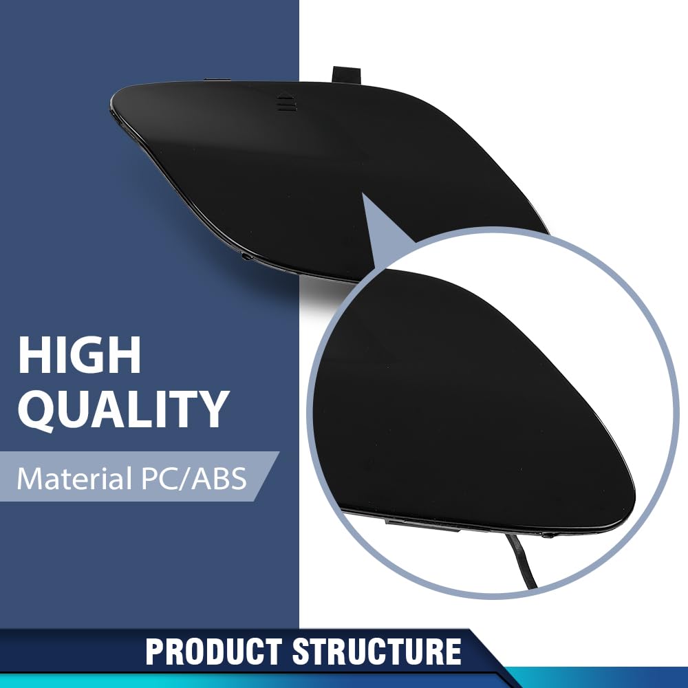 PIT66 Front Bumper Tow Eye Hook Cover Cap Compatible with Benz C63AMG W205 C300 C400 2015-2018 2058850724, A2058850724 Black