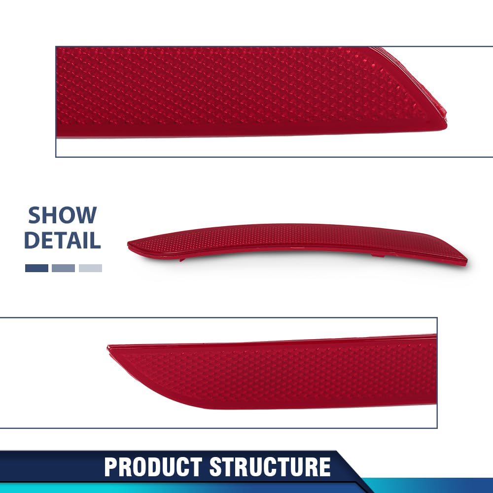 PIT66 Rear Bumper Reflector Left Driver Side, BM1184100 Red