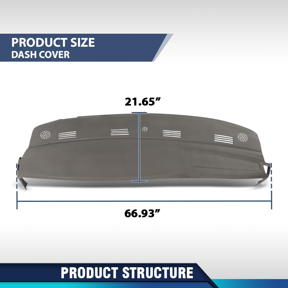 PIT66 Gray TPE Dash Dashboard Cover Fit Dodge Ram 1500 2500 3500 2002-2005