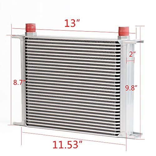 PIT66 30 ROW 10AN-AN10 Universal Aluminum Engine Transmission Oil Cooler Kit + Oil Filter Adapter Kit Silver