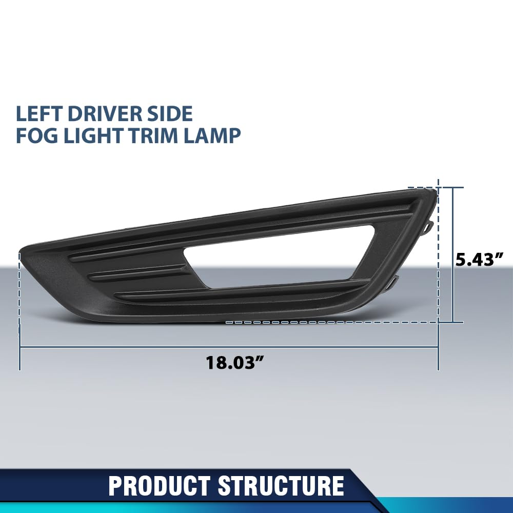 PIT66 Fog Light Bezel Trim Lamp Cover Driver Left Side Compatible with Ford Focus 2015-2018 Fit For Models Without Sport Package and Appearance Package F1EZ15266K, FO1038151