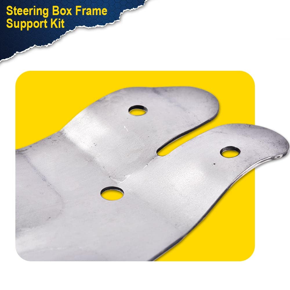 PIT66 Steering Box Frame Support Kit, Compatible with 1973-1991 Chevy GMC C/K Pickup 2 PCS Silver