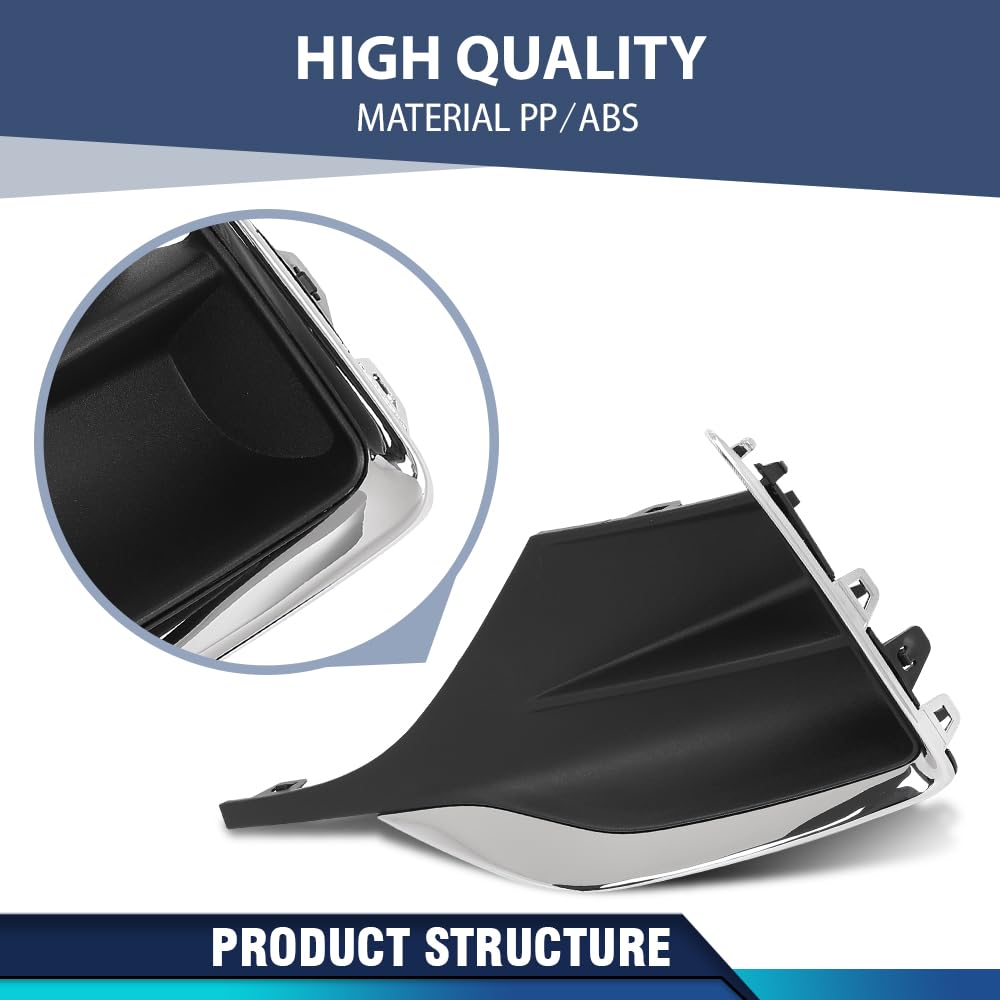 PIT66 Front Left Side Fog Light Lamp Bezel Insert, GM1046137 Black & Chrome