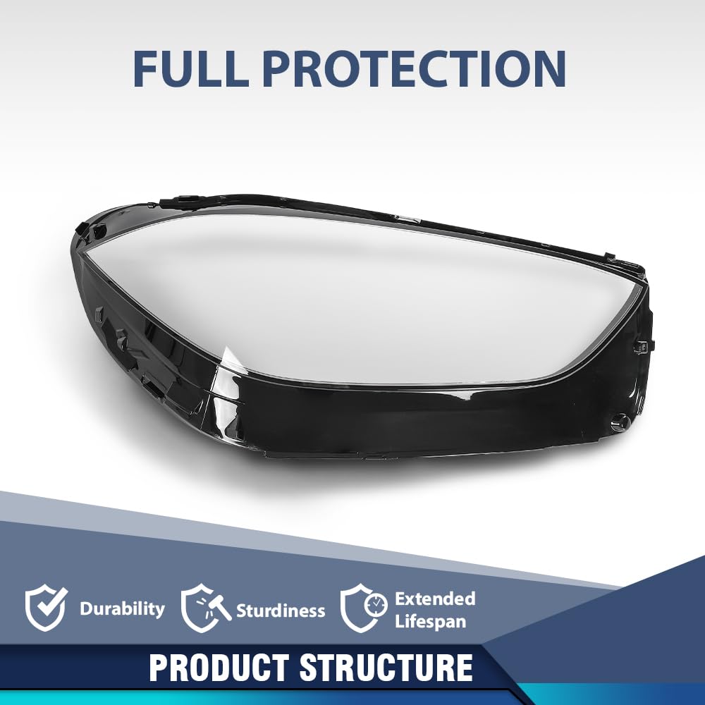 PIT66 Headlight Lens Cover Right Side Compatible with Benz C300 4Matic Convertible/Coupe 2-Door/Sedan 4-Door 2.0L 2022 2023 A2069063003 Front Headlamp Lens Cover Clear