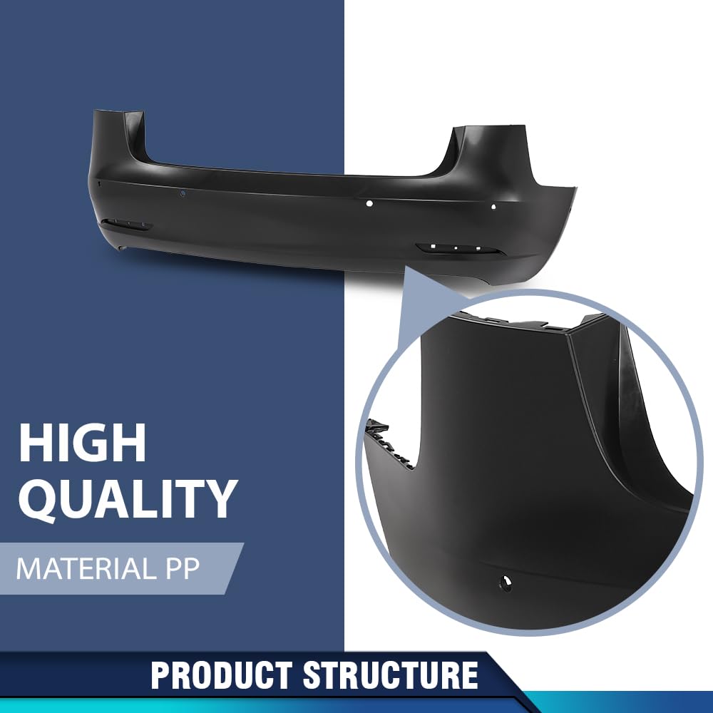 PIT66 Rear Bumper Cover W/Sensor Holes Fit Tesla Model 3 2017-2022 Black