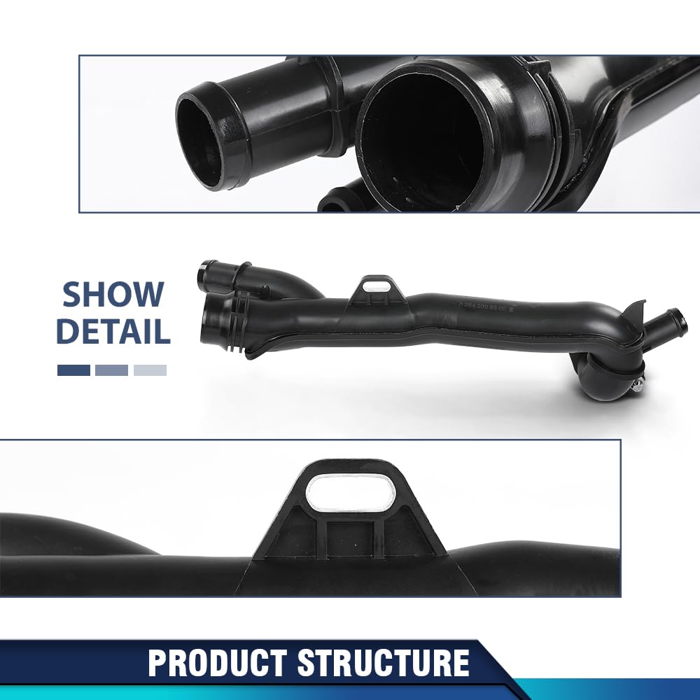 PIT66 Thermostat Coolant Pipe Compatible with Benz C300 E350 GLC300 GLE350 2019-2023, Fit Benz M264 Engine CLS C-Class E-Class Models A2642008600, 2642008600, 264 200 86 00, A 264 200 86 00 Black