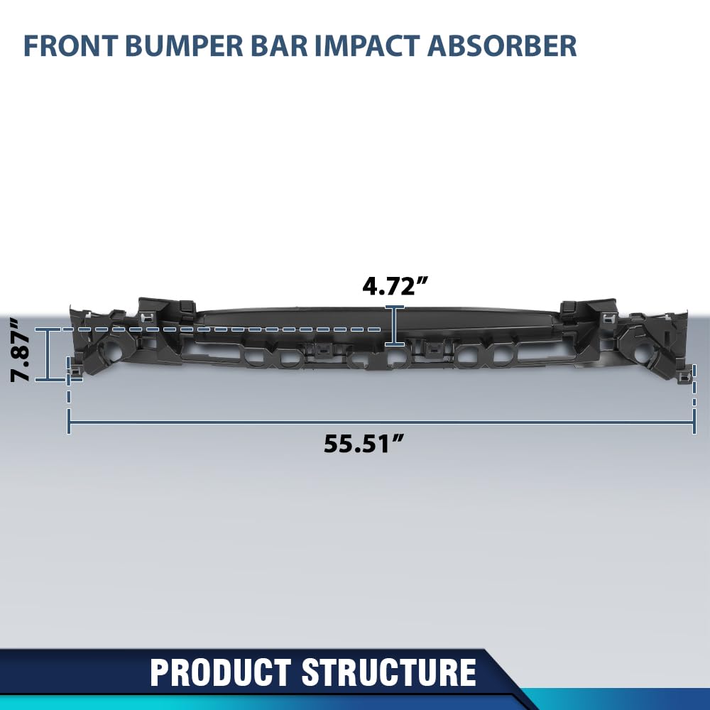 PIT66 Front Bumper Face Bar Impact Absorber, FO1070195 Black