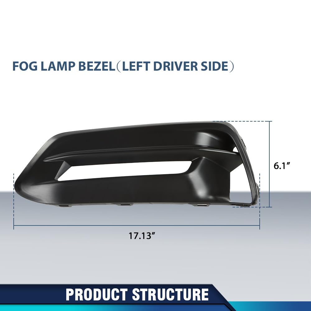 PIT66 Front Bumper Fog Lamp Bezel Light Cover Driver Left Side Compatible with Honda Accord Sedan 2018-2020 71107TVAA10, HO1038140 Black
