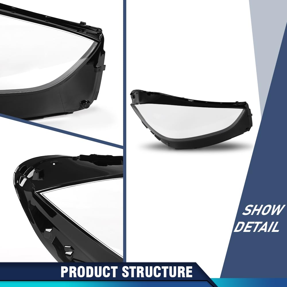 PIT66 Headlight Lens Cover Right Side Compatible with Benz C300 4Matic Convertible/Coupe 2-Door/Sedan 4-Door 2.0L 2022 2023 A2069063003 Front Headlamp Lens Cover Clear