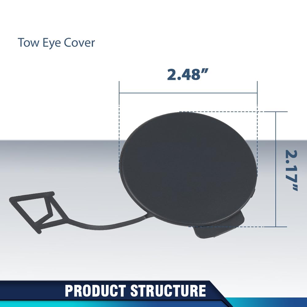 PIT66 Front Lower Bumper Grill Tow Hook Eye Cover Compatible with XF 3.0L 2013-2014, Fit for XF Base 2012-2014 / XF Portfolio 2012, 2015 / XF Supercharged 2012-2015 C2Z13457, JA1029100 Black