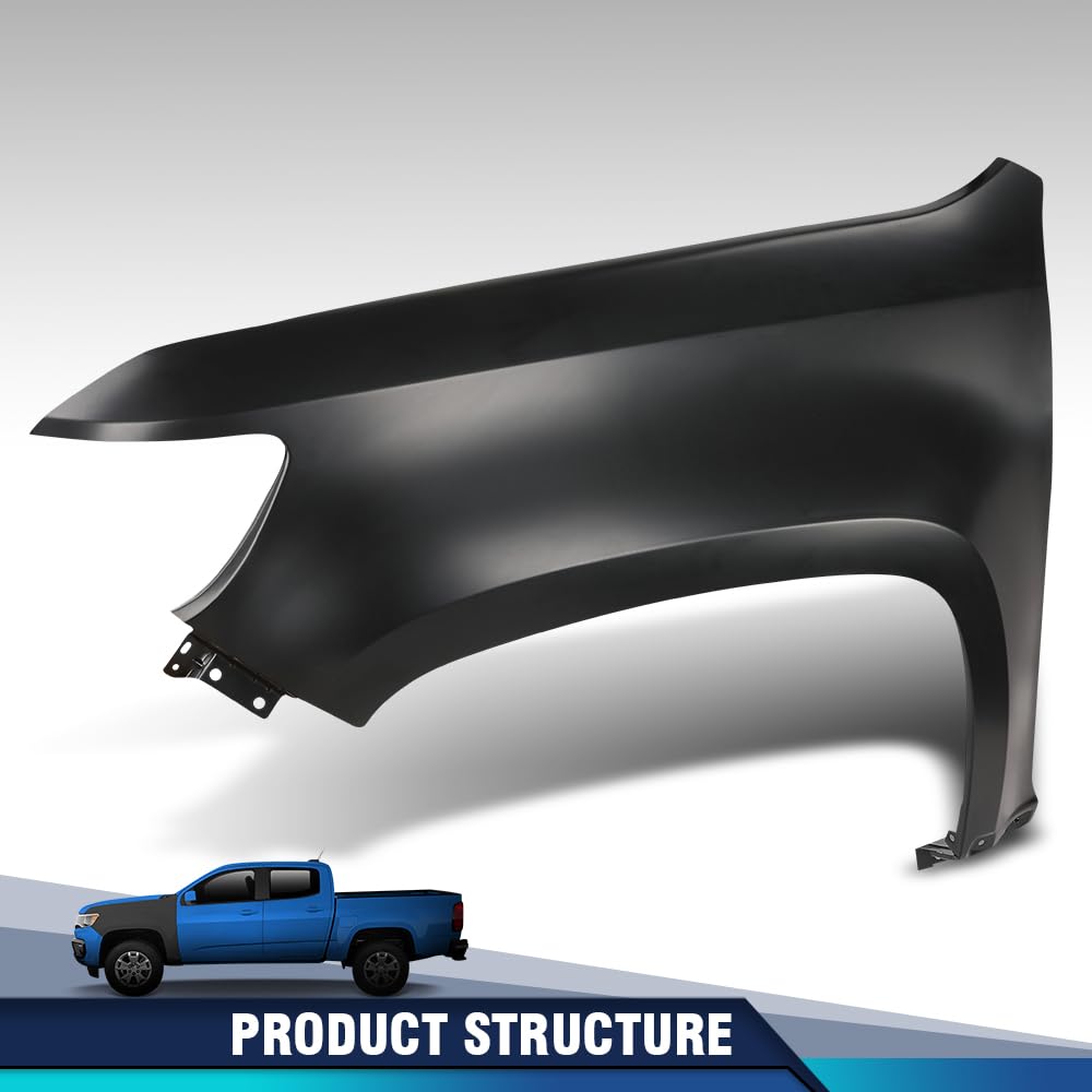 PIT66 Front Fender Left Driver Side Steel Primed Compatible with Chevy Colorado Base 2015-2020 Fit Chevy Colorado (submodel: LT, WT, Z71) 2015-2022 23354494, GM1240404 Black