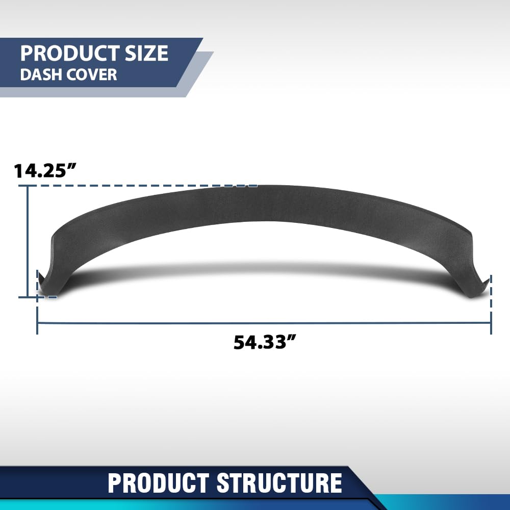 PIT66 TPE Dash Cover Cap Black Compatible with Chevy Cavalier 1995-2005 Dashboard Cap