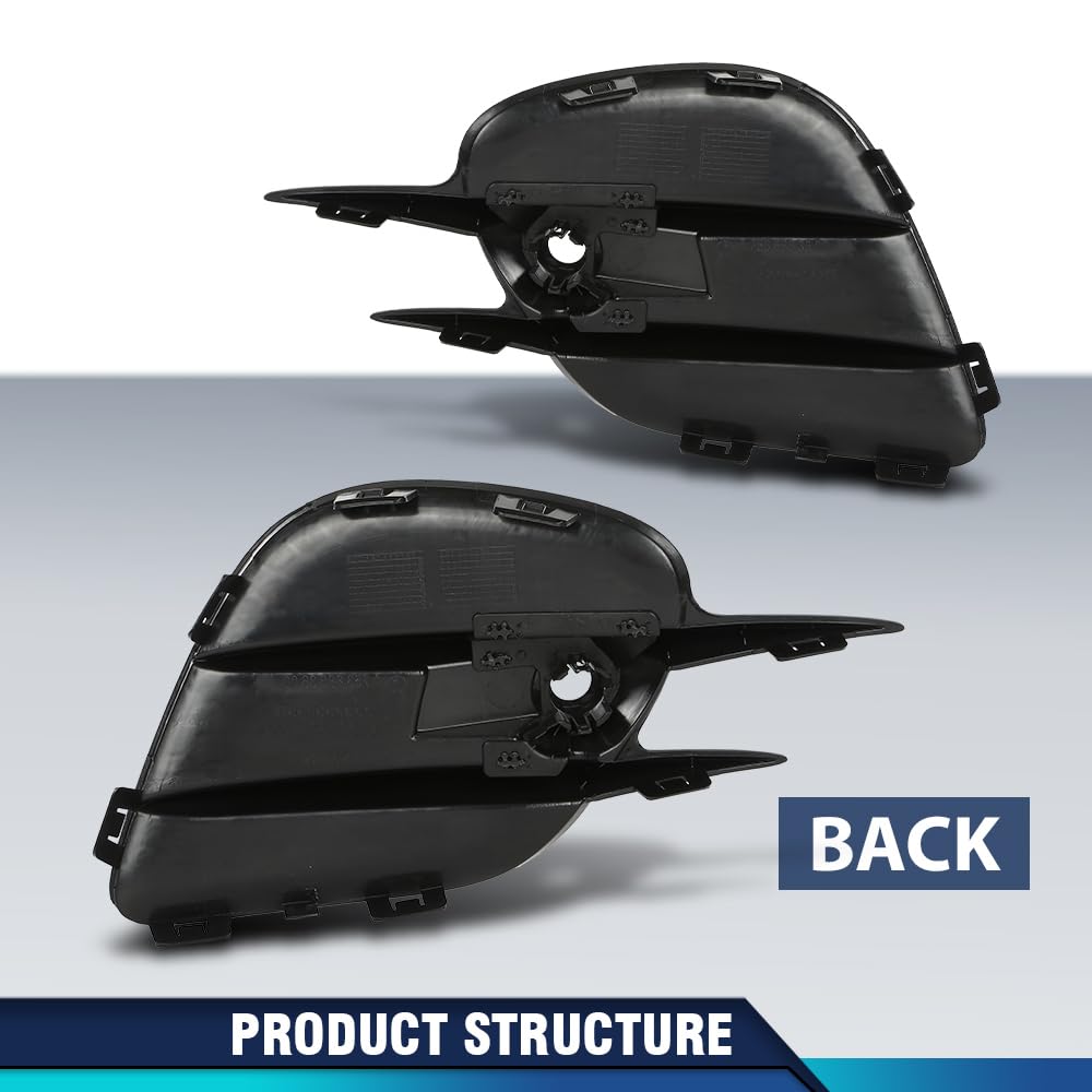 PIT66 Fog Light Cover Outer Driver & Passenger Side Compatible with Benz C-Class W205 2015-2018 (For Base Sedan Only), w/o AMG Styling Package, w/Luxury Package 2538853500 A2538853500 Black