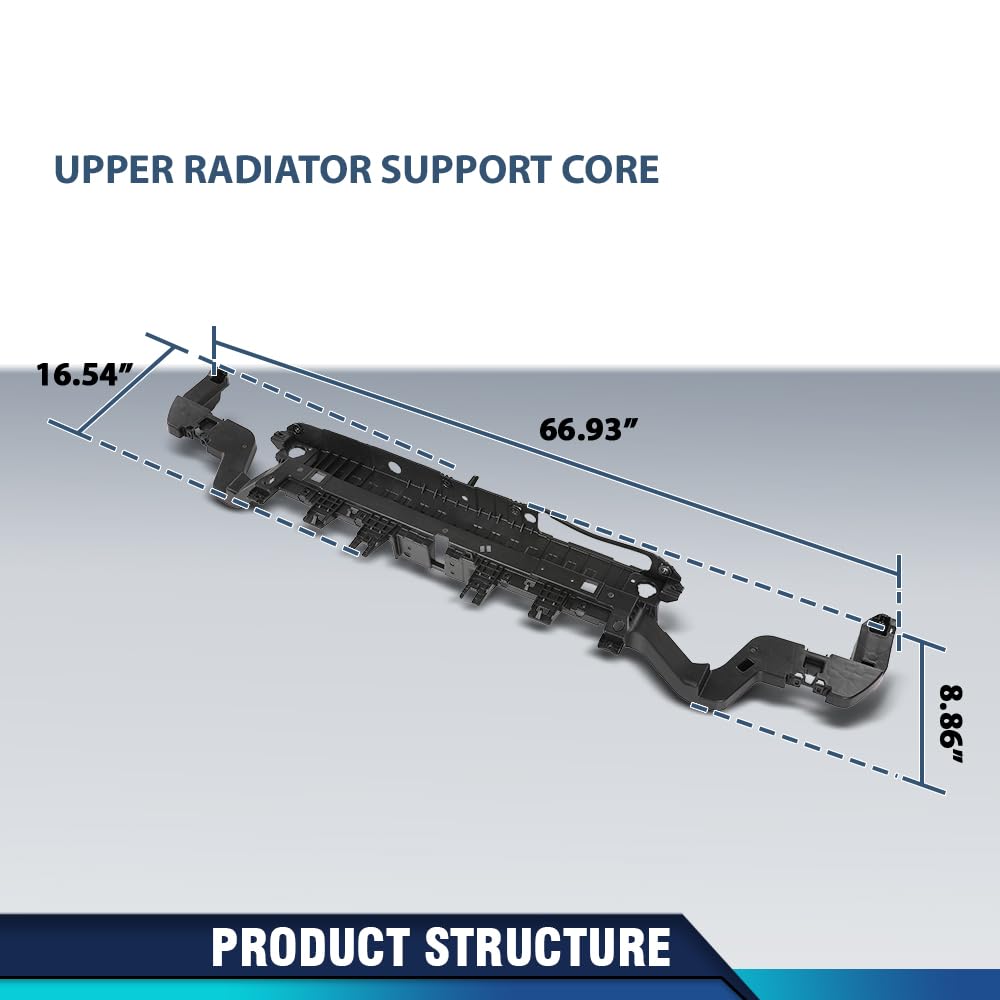 PIT66 Upper Radiator Support Core Compatible with Ford Edge (submodel: SE, SEL, ST, Titanium) 2019-2024 KT4Z16138C, FO1225260 Black PP