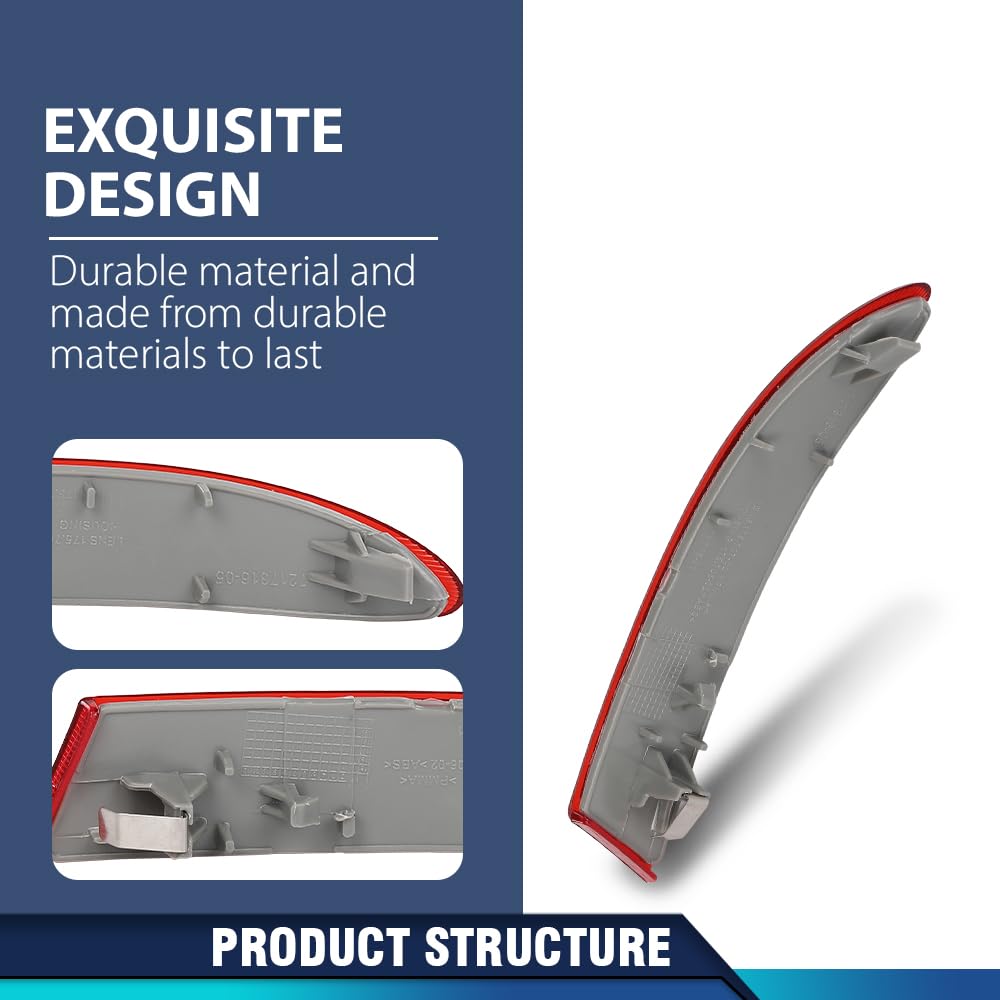 PIT66 Rear Bumper Reflector Driver Left Side Compatible with BMW X3 2011-2014 63147217315, BM1184104C Red Len