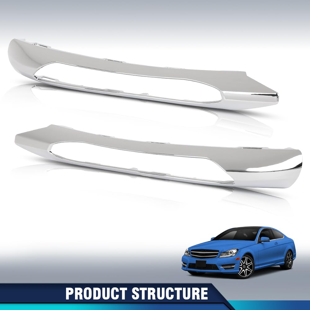 PIT66 Front Bumper Trim Left & Right Side, MB1033100, MB1032100 Silver