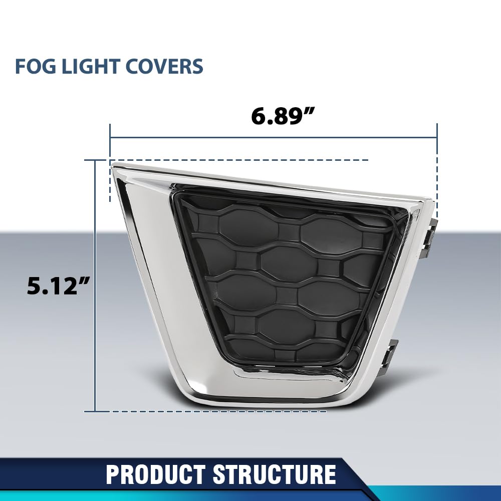 PIT66 Front Fog Light Covers 2Pcs Compatible with Jeep Renegade High Altitude 2019-2023 6VP53LXHAA, 6VP55LXHAA, CH1039204, CH1038204 Chrome Black