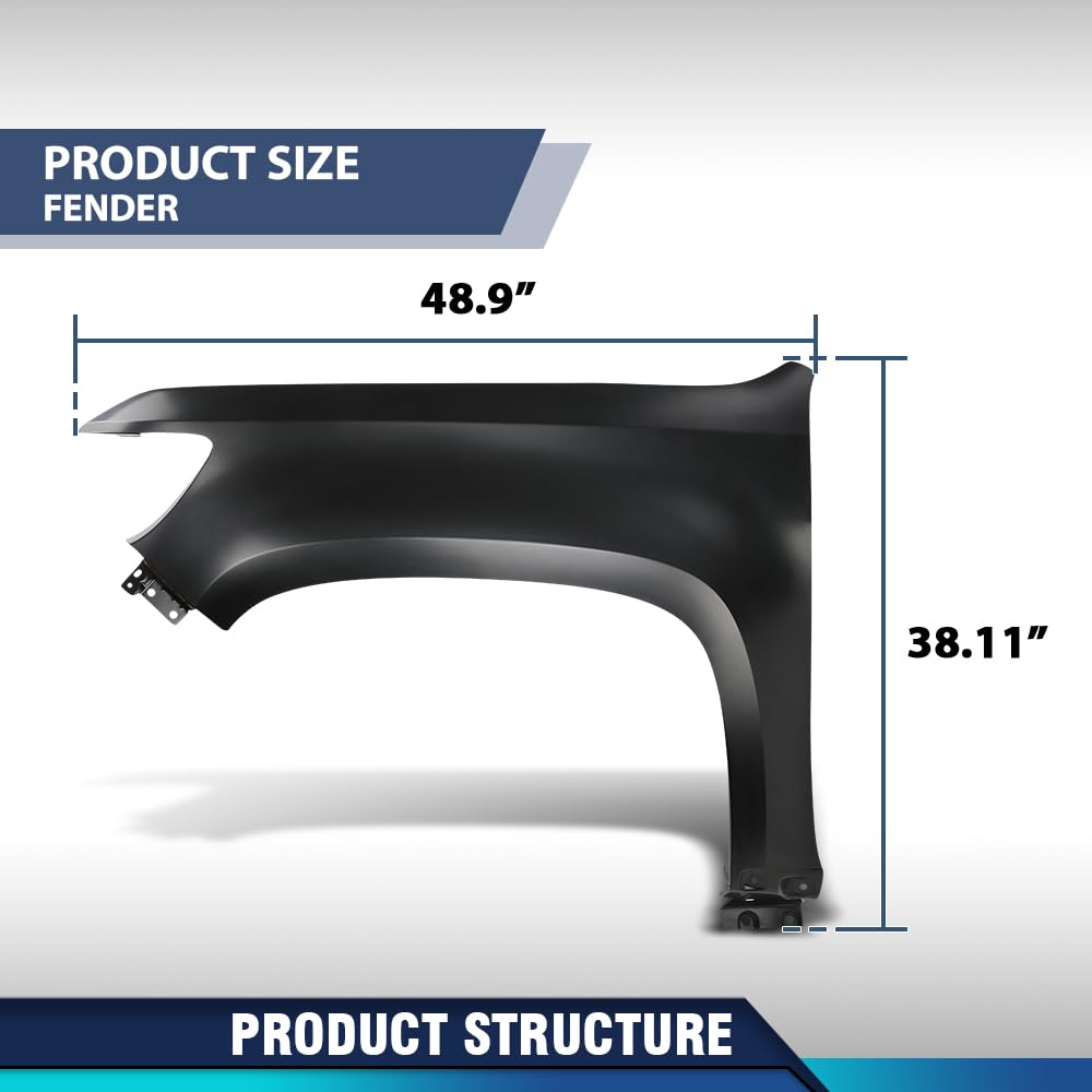 PIT66 Front Fender Left Driver Side Steel Primed Compatible with Chevy Colorado Base 2015-2020 Fit Chevy Colorado (submodel: LT, WT, Z71) 2015-2022 23354494, GM1240404 Black
