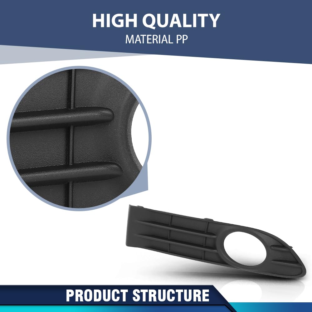 PIT66 Front Bumper Fog Light Cover Compatible with Volvo S40 V50 S50 2008 2009 2010 2011 2012 30744919, 30744920 Black