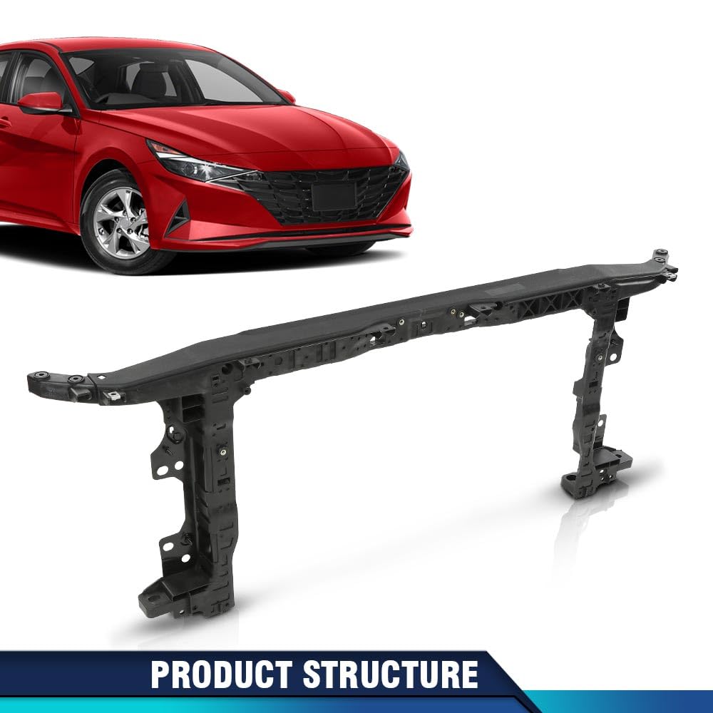 PIT66 Front Radiator Support Assembly Compatible with Hyundai Elantra 2021 2022 2023 HY1225222, 64101AB000 Black