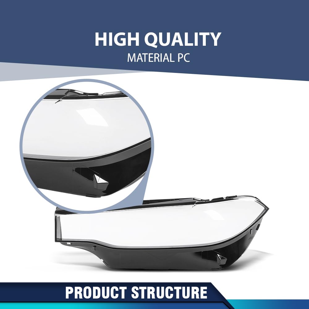 PIT66 Front Left Headlight Lens Cover 1 Pc, Headlamp Lens Cover Clear Lens