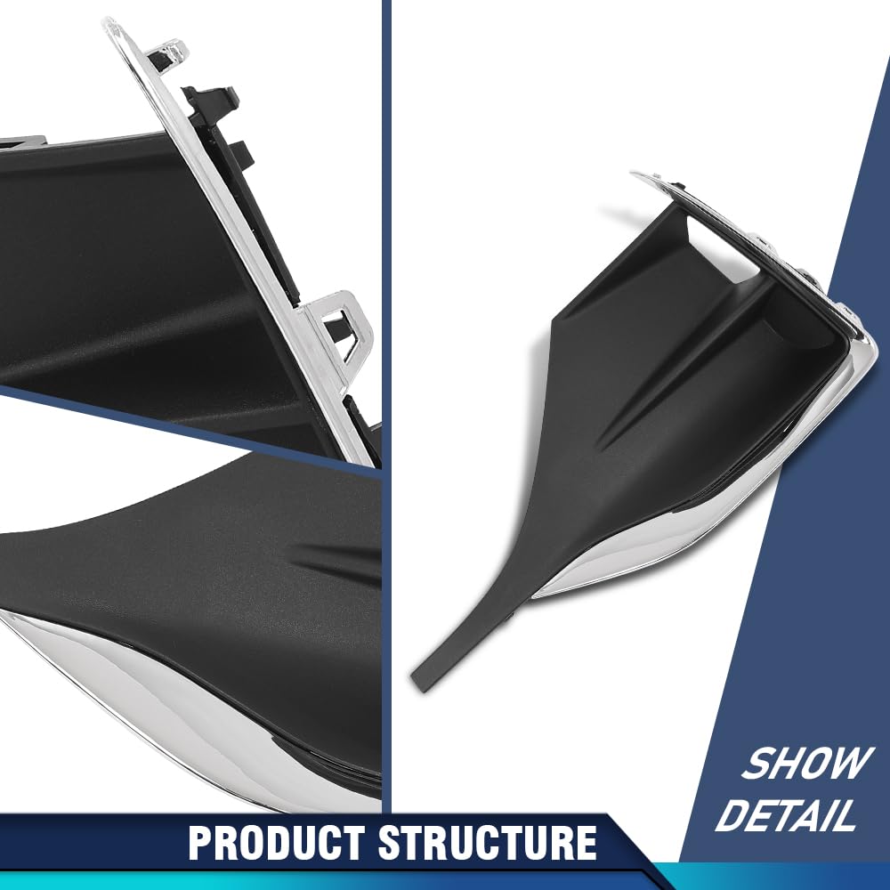 PIT66 Front Left Side Fog Light Lamp Bezel Insert, GM1046137 Black & Chrome