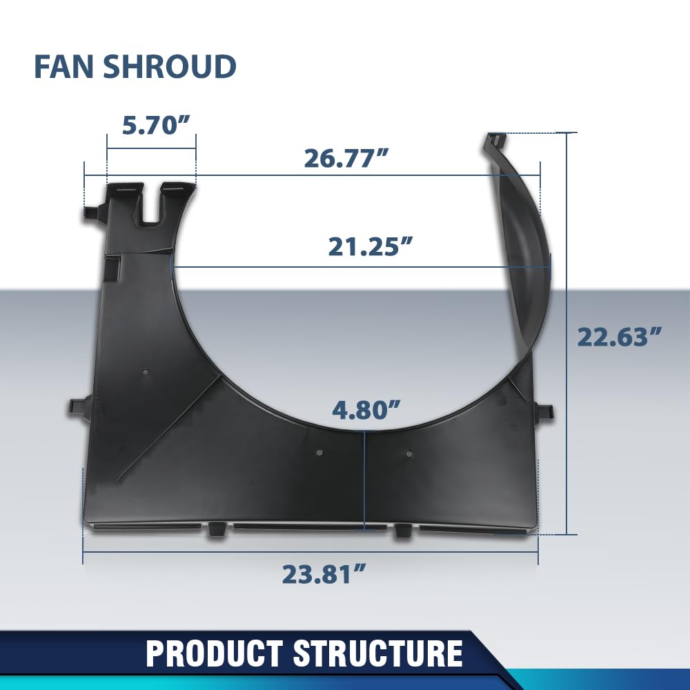 PIT66 Radiator Cooling Fan Shroud Compatible with Land Rover LR4 2010-2016, Fit Land Rover Range Rover Sport 2010-2013 LR030052 Black