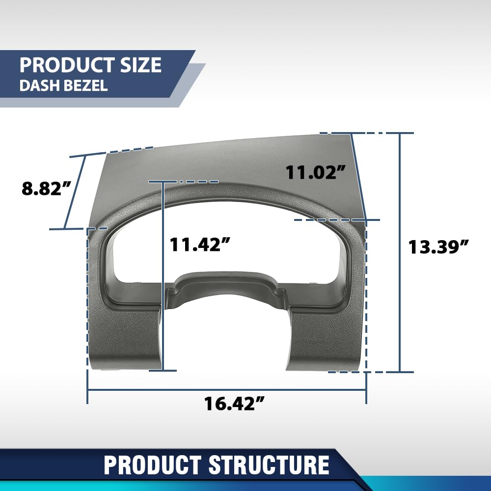 PIT66 Dash Cluster Bezel Trim Fit Ford F150 Lariat 2004-2008 Gray